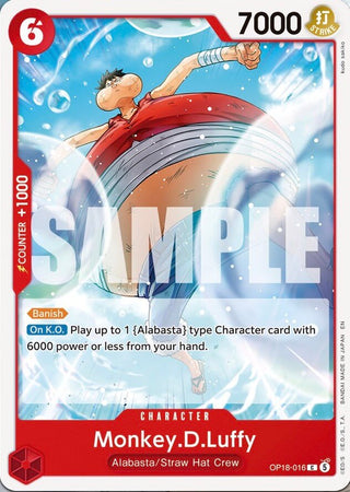 Carte One Piece OP-18 Monkey D. Luffy OP18-016