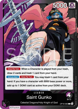 Carte One Piece OP-18 leader Sainte Gunko OP18-060