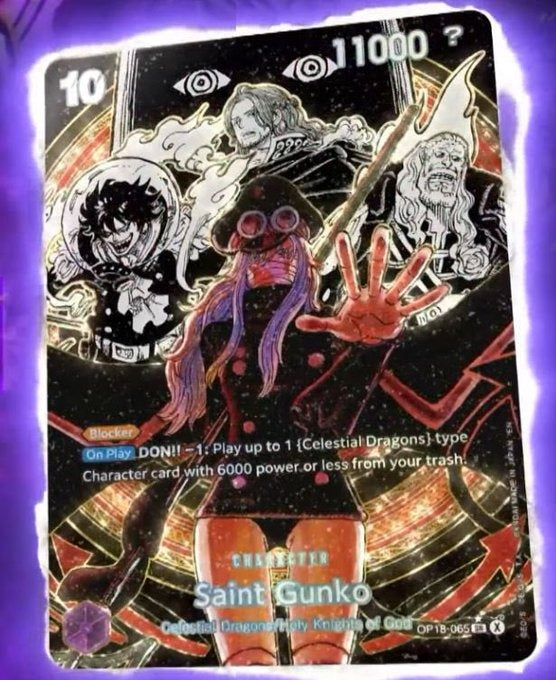 Carte One Piece OP-18 Sainte Gunko Super Parallèle Chevaliers de Dieu OP18-065