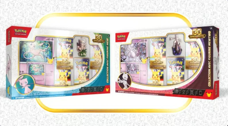 Collections avec figurine Mew et Mewtwo Pokémon 30e Anniversaire