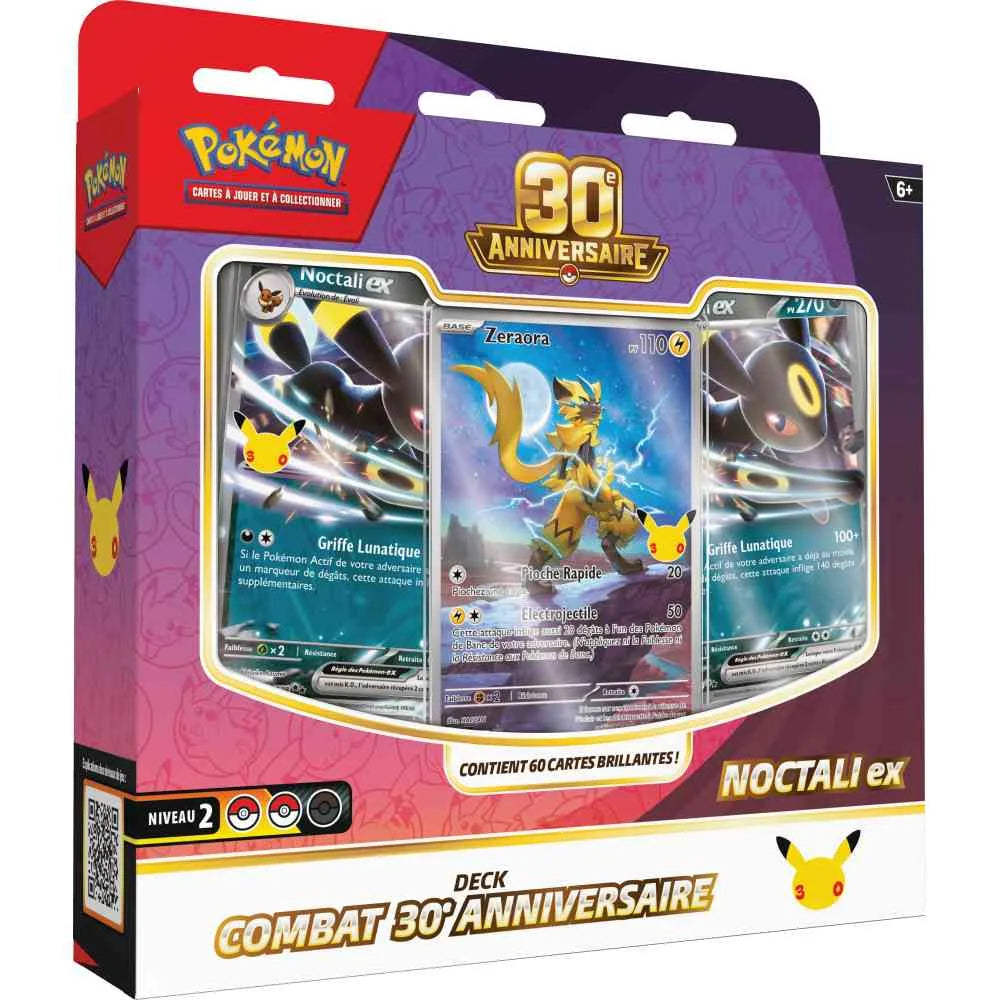 Deck Combat 30e Anniversaire Noctali-ex avec carte promo Zeraora