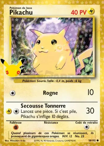 Pikachu 58/102 Classic Collection Pokémon 30 ans