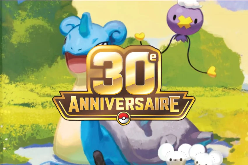 Logo officiel 30e Anniversaire du JCC Pokémon avec Lokhlass et Baudrive